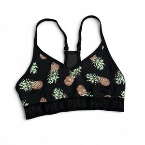 PINK Victoria's Secret Black and Green Sports Bra swim top